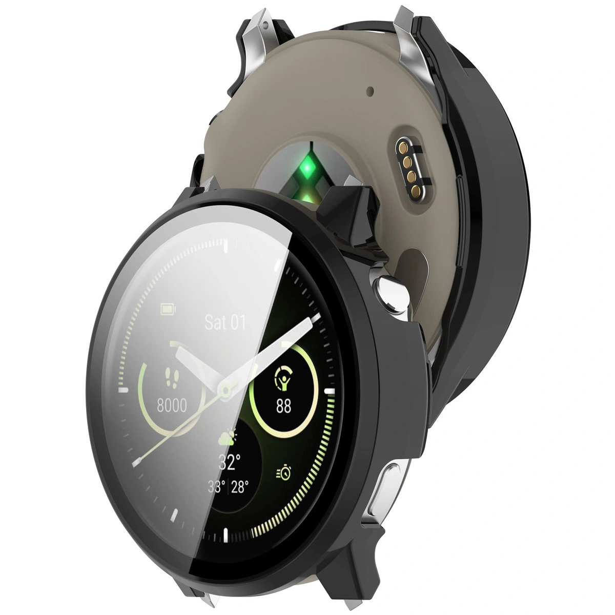Etui z wbudowanym szkłem Bizon Case Watch Adamo do Garmin Venu 4 45 mm